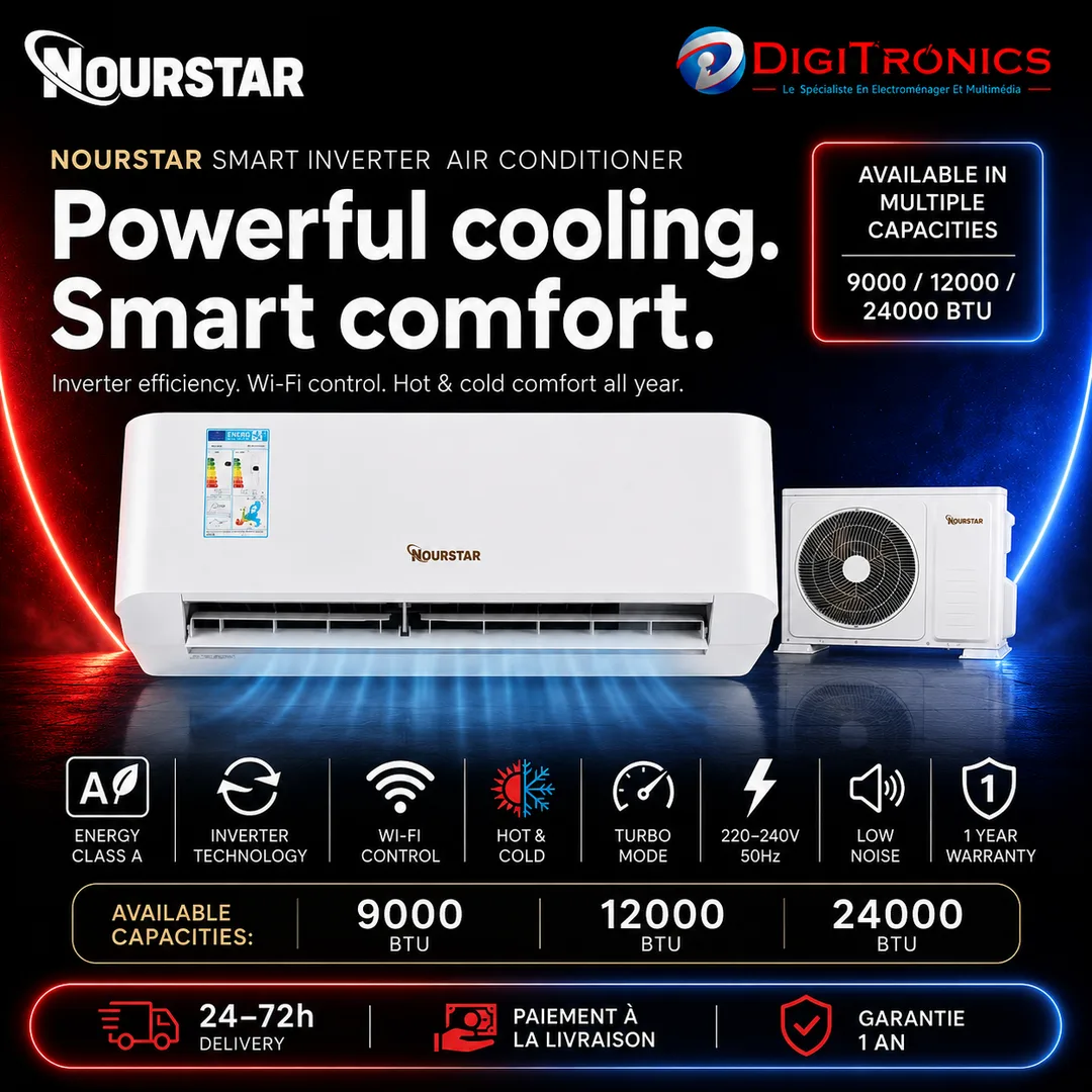 Climatiseur Nourstar 9000 BTU Inverter Wi-Fi Chaud/Froid (NS-AC9000BTU)