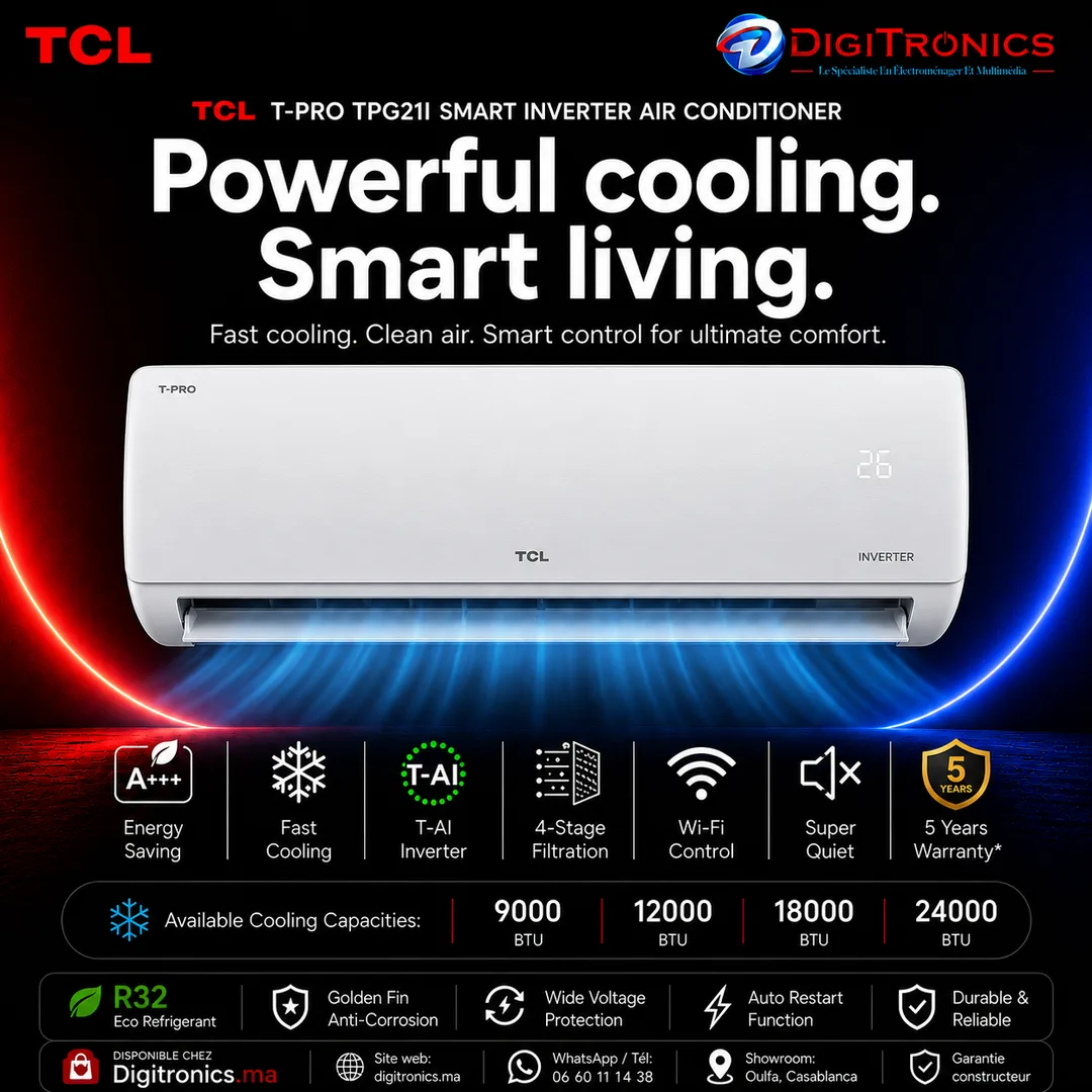 Climatiseur TCL 9000 BTU Inverter WiFi R32 (TAC-09CHSA/TPG11I-I)